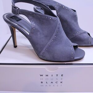White House Black Market Gray Suede Studded Heels